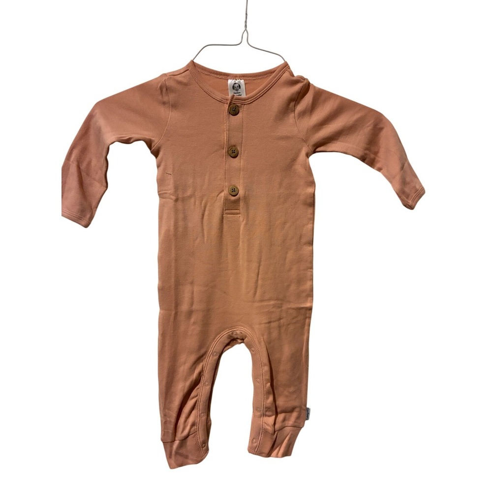 Gerber Baby Girls Peach Long Sleeve‎ Romper Bodysuit Snaps Size 12 Months